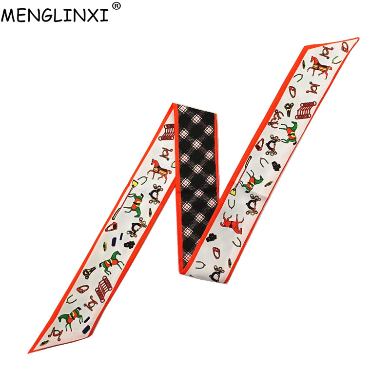 Luxury Bags Brand - Horse Plaid Skinny Scarf Women Bag