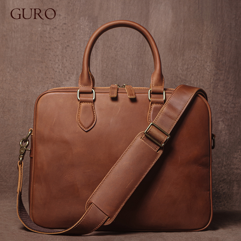 GURO Men Crazy Horse Cowhide B - Luxury Bags Tote review and price